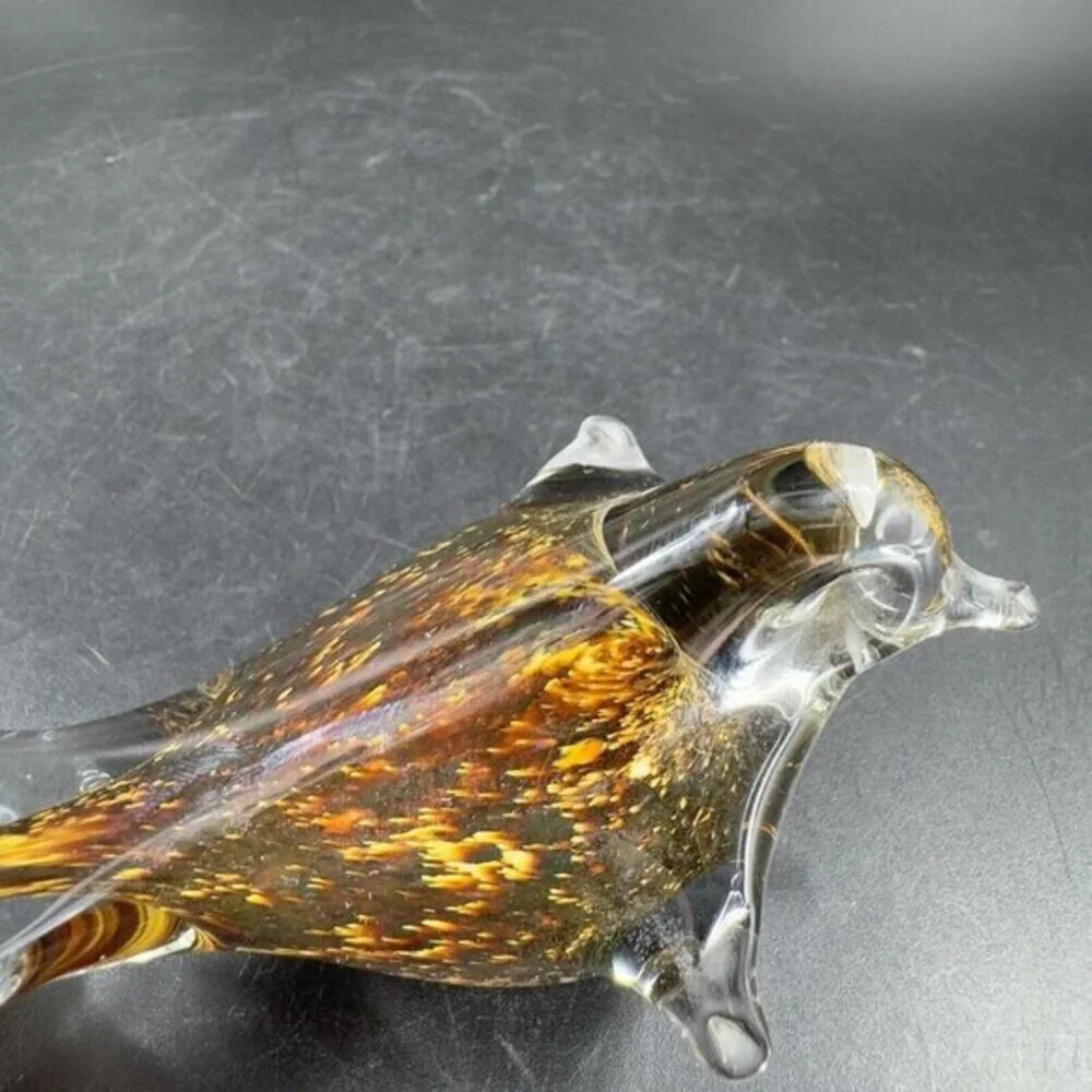 Hand Blown Art Glass Bird‎ Figurine Paperweight Glass Artist Signed JC Vintage